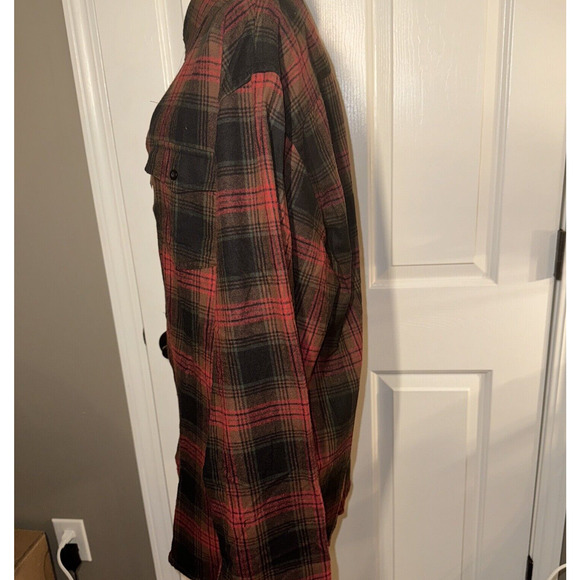 Burnside Men’s Plaid Flannel Shirt Crimson Red Size XL NWT Camping Grunge - Picture 5 of 13
